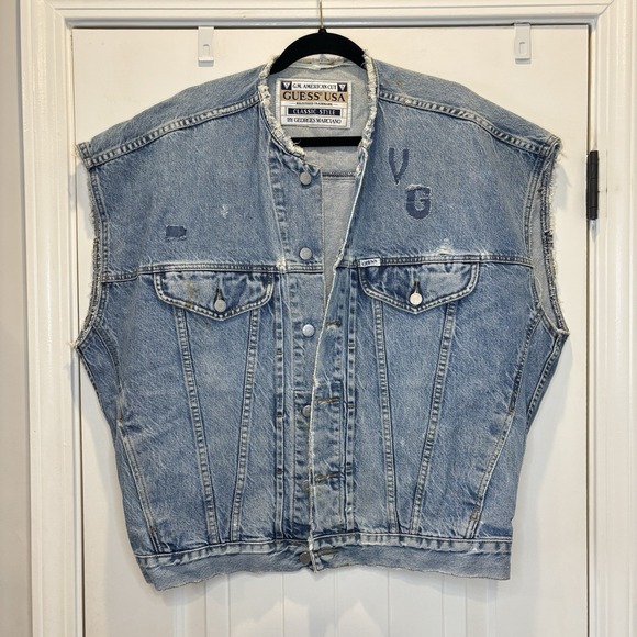 Guess Other - Guess Denim Jean Vest Georges Marciano Men's XL Style 10804 VTG 80's Distressed